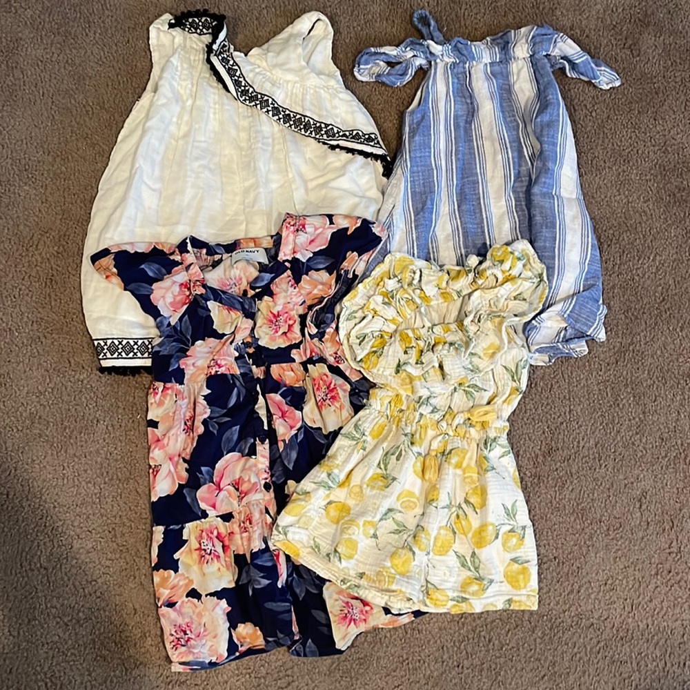 Lot‎ of Four size 4t Dreses and Rompers (lemons flowers)